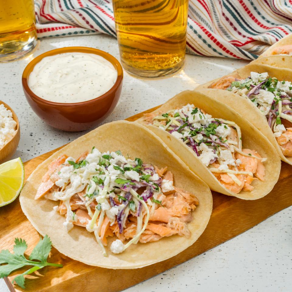 LAY'S® Creamy Herb Salmon Tacos